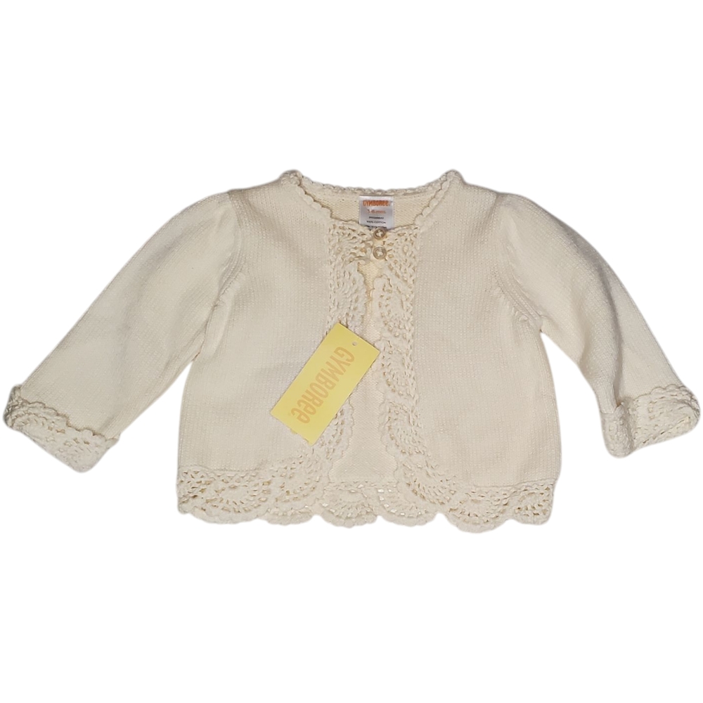 NWT Gymboree 2007 Holiday Friends Line Crochet Trim Cardigan Sweater 3-6M